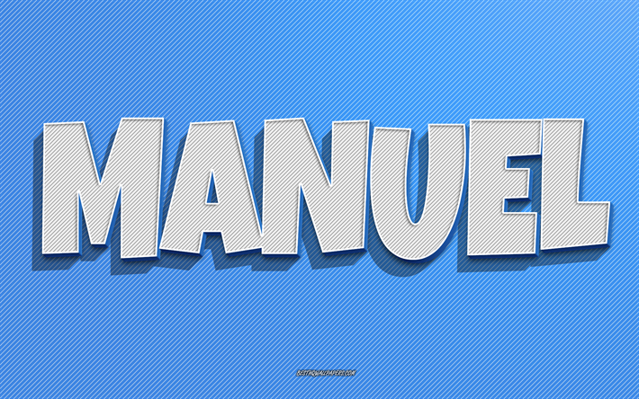 manuel, fundo de linhas azuis, pap&#233;is de parede com nomes, nome manuel, nomes masculinos, cart&#227;o manuel, arte de linha, foto com nome manuel