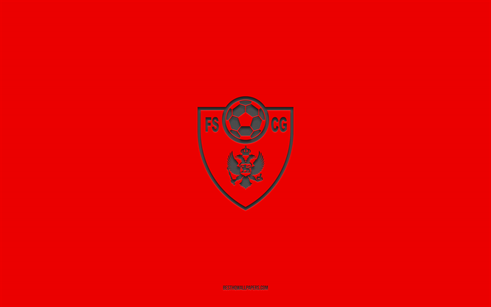 squadra nazionale di calcio del montenegro, sfondo rosso, squadra di calcio, emblema, uefa, montenegro, calcio, logo della squadra nazionale di calcio del montenegro, europa