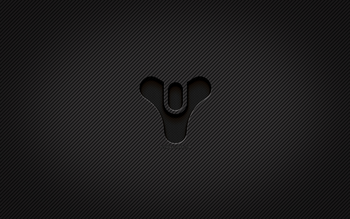 Destiny carbon logo, 4k, grunge art, carbon background, creative, Destiny black logo, brands, Destiny logo, Destiny