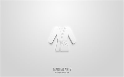 Martial arts 3d icon, white background, 3d symbols, Martial arts, sport icons, 3d icons, Martial arts sign, sport 3d icons