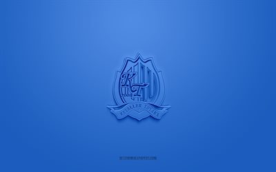 Kataller Toyama, creative 3D logo, blue background, J3 League, 3d emblem, Japan Football Club, Toyama, Japan, 3d art, football, Kataller Toyama 3d logo