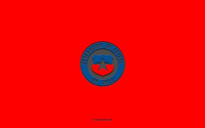 Chile national football team, red background, football team, emblem, CONMEBOL, Chile, football, Chile national football team logo, South America