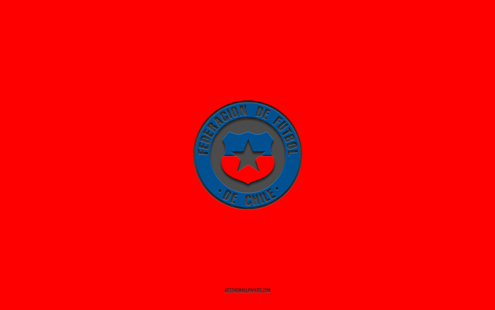 Chile national football team, red background, football team, emblem, CONMEBOL, Chile, football, Chile national football team logo, South America
