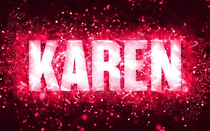 Descargar fondos de pantalla feliz cumpleaños karen, 4k, luces de neón  rosas, nombre de karen, creativo, feliz cumpleaños de karen, cumpleaños de  karen, nombres femeninos americanos populares, imagen con el nombre de