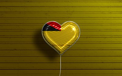 I Love Negeri Sembilan, 4k, realistic balloons, yellow wooden background, Day of Negeri Sembilan, malaysian states, flag of Negeri Sembilan, Malaysia, balloon with flag, States of Malaysia, Negeri Sembilan flag, Negeri Sembilan