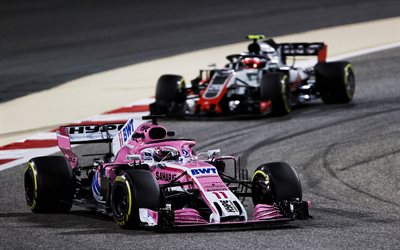 Force India VJM11, 2018, Formula 1, racing track, new racing car, HALO defense, Force India F1
