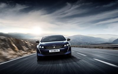 Peugeot 508, road, 2018 cars, front view, new Peugeot 508, french cars, Peugeot