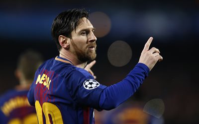 Leo Messi, match, Barcellona, close-up, Liga spagnola, Spagna, Lionel Messi (FC Barcelona), stelle del calcio, Messi