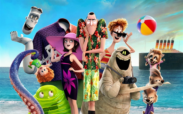 Hotel Transylvania 3, Summer Vacation, 2018, Comedy, poster, new cartoons, all characters