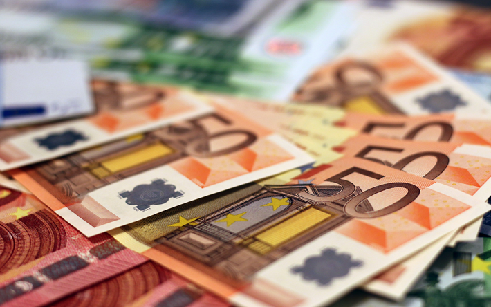 اليورو, 4k, النقدية, الاتحاد الأوروبي المال, الأوراق النقدية