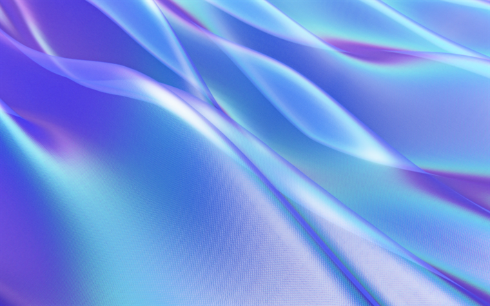 ondas azuis, Onda 3d, abstrato azul fundo, arte, criativos oriundos, neon stream, 4k