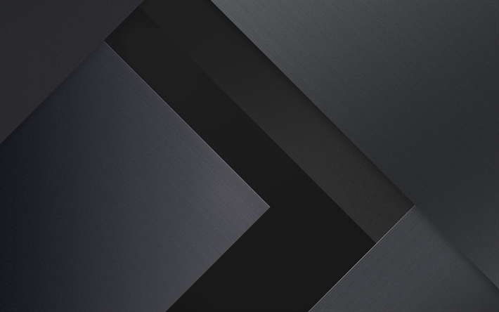 4k, arrows, android, gray nad black, lollipop, lines, geometric shapes, material design, creative, geometry, dark background