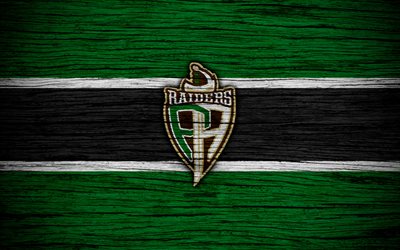 4k, prince albert raiders, logo, whl hockey, kanada, emblem, holz-textur, western hockey league