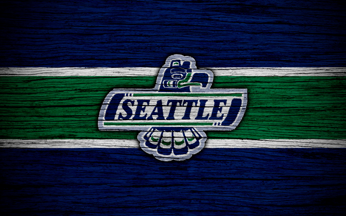 4k, Seattle Thunderbirds, logo, WHL, j&#228;&#228;kiekko, Kanada, tunnus, puinen rakenne, Western Hockey League