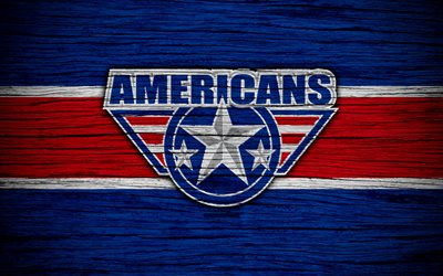4k, Tri-City Americans, logo, WHL, le hockey, le Canada, l&#39;embl&#232;me, la texture de bois, de la Ligue de Hockey de l&#39;Ouest