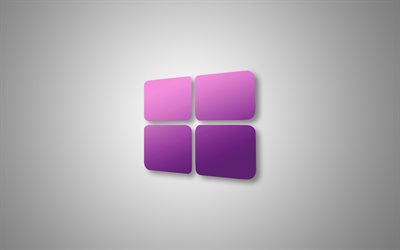 windows 10, criativo violeta logotipo, emblema, sistema operacional