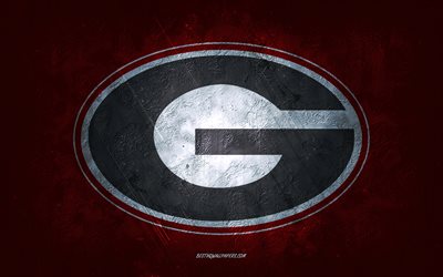 Georgia Bulldogs, Time de futebol americano, fundo vermelho, Georgia Bulldogs logotipo, grunge arte, NCAA, Futebol americano, EUA, Georgia Bulldogs emblema