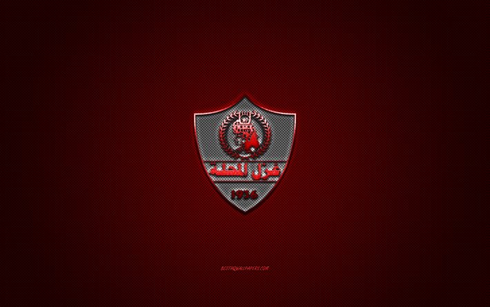 Ghazl El Mahalla SC, Mısır futbol kul&#252;b&#252;, kırmızı logo, kırmızı karbon fiber arka plan, Mısır Premier Ligi, futbol, El Mahalla El Kubra, Mısır, Ghazl El Mahalla SC logosu