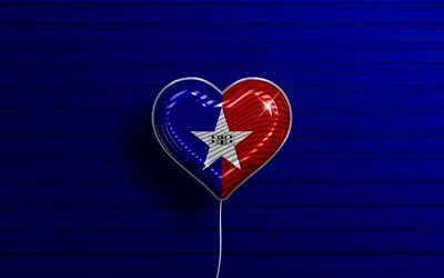 J&#39;aime San Antonio, Texas, 4k, ballons r&#233;alistes, fond en bois bleu, villes am&#233;ricaines, drapeau de San Antonio, ballon avec drapeau, San Antonio