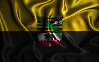 A sax&#244;nia-Anhalt bandeira, 4k, seda ondulado bandeiras, estados alem&#227;es, Bandeira da Sax&#244;nia-Anhalt, tecido bandeiras, Arte 3D, A Sax&#244;nia-Anhalt, Estados da Alemanha, A sax&#244;nia-Anhalt 3D bandeira