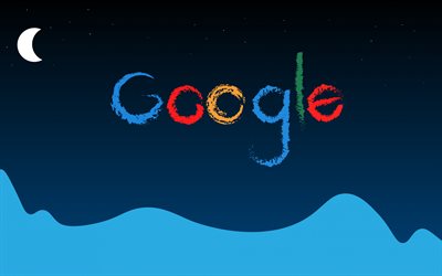 Google, night landscape, search engine, google art, night sky