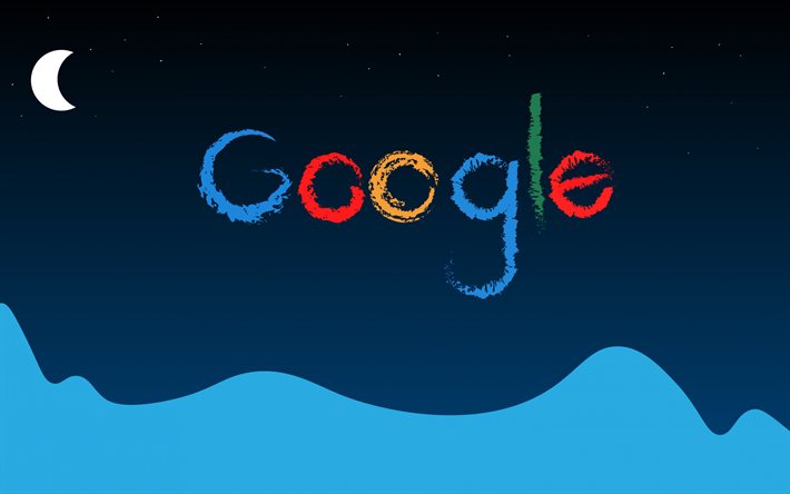 Google, paysage nocturne, moteur de recherche, google art, ciel nocturne