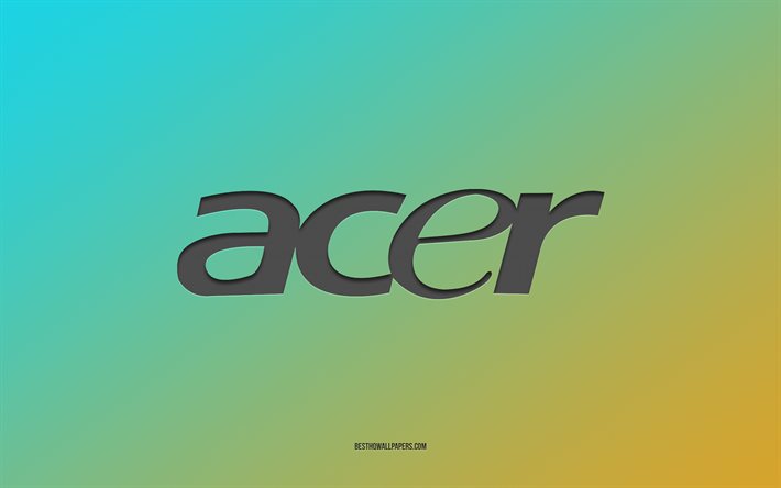 Acer logo, turquoise yellow background, Acer carbon logo, turquoise yellow paper texture, Acer emblem, Acer