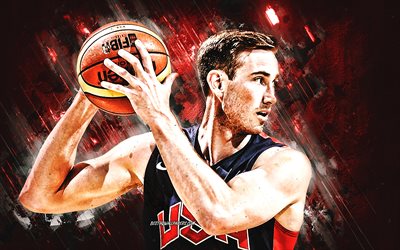 Gordon Hayward, USA national basketball team, USA, American basketball player, portrait, United States Basketball team, red stone background