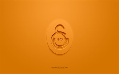 Galatasaray SK, logo 3D cr&#233;atif, fond orange, embl&#232;me 3d, &#233;quipe de basket-ball turque, Ligue turque, Istanbul, Turquie, art 3d, basket-ball, logo 3D Galatasaray SK