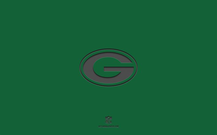 Green Bay Packers, gr&#246;n bakgrund, amerikansk fotbollslag, Green Bay Packers emblem, NFL, USA, amerikansk fotboll, Green Bay Packers logotyp
