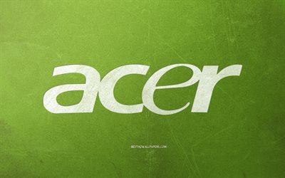 Acer-logotyp, gr&#246;n retro bakgrund, stengr&#246;n konsistens, Acer-emblem, retrokonst, Acer