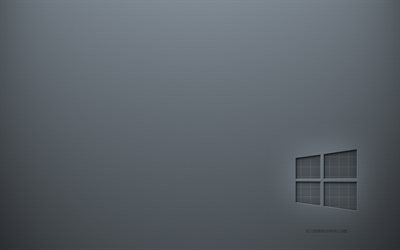 Windows 10 logo, gray creative background, Windows 10 emblem, gray paper texture, Windows, gray background, Windows 3d logo