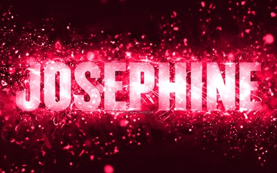 お誕生日おめでとうジョセフィン, 4k, ピンクのネオンライト, ジョセフィンの名前, creative クリエイティブ, ジョセフィンお誕生日おめでとう, ジョセフィンの誕生日, 人気のアメリカ人女性の名前, ジョセフィンの名前の写真, ジョゼフィーヌ