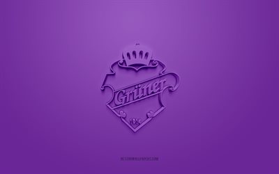Gruner Ishockey, creative 3D logo, purple background, 3d emblem, Norwegian hockey club, Eliteserien, Oslo, Norway, 3d art, hockey, Gruner Ishockey 3d logo