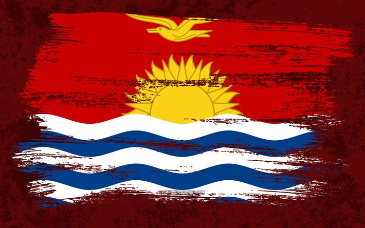 4k, Kiribati Bayrağı, grunge bayrakları, Okyanusya &#252;lkeleri, ulusal semboller, fır&#231;a darbesi, Kiribati bayrağı, grunge sanatı, Okyanusya, Kiribati