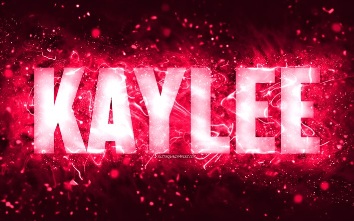 Download wallpapers Happy Birthday Kaylee, 4k, pink neon lights, Kaylee ...