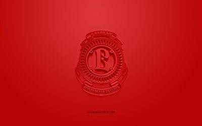 HC Vityaz Podolsk, creative 3D logo, red background, KHL, 3d emblem, Russian hockey club, Kontinental Hockey League, Podolsk, Russia, 3d art, hockey, HC Vityaz Podolsk 3d logo