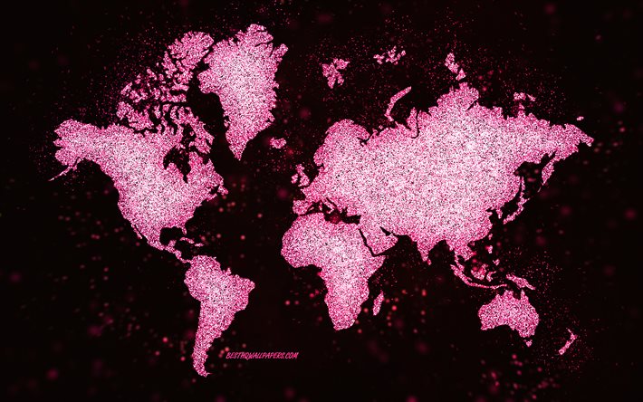 ダウンロード画像 世界のキラキラマップ 黒の背景 世界地図 ピンクのキラキラアート 世界地図の概念 クリエイティブアート 世界ピンクマップ 大陸地図 フリー のピクチャを無料デスクトップの壁紙