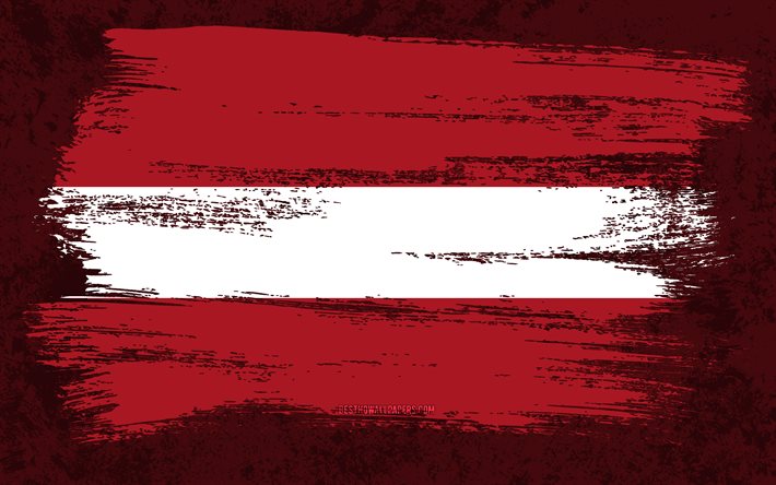 4k, Lettlands flagga, grungeflaggor, europeiska l&#228;nder, nationella symboler, penseldrag, lettisk flagga, grungekonst, Lettland flagga, Europa, Lettland