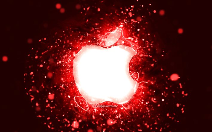 Wallpapers Apple Red Logo 4k Neon Lights Creative Abstract Background Brands For Desktop Free Pictures - Red Apple Logo 4k Wallpaper