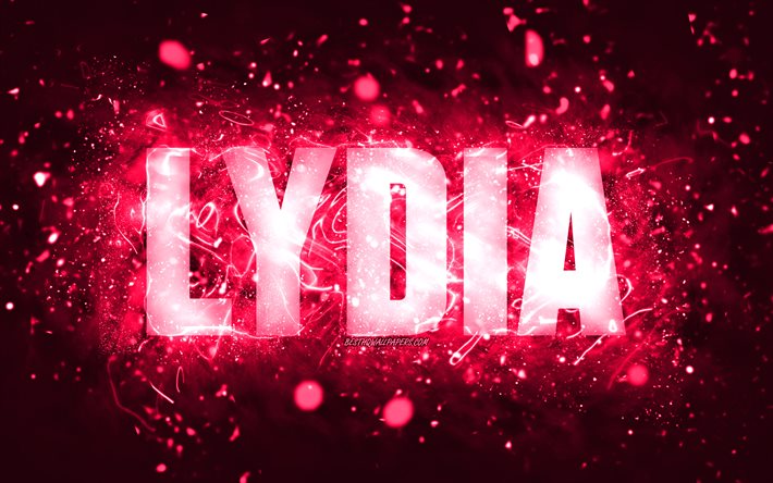 Happy Birthday Lydia, 4k, pink neon lights, Lydia name, creative, Lydia Happy Birthday, Lydia Birthday, popular american female names, picture with Lydia name, Lydia