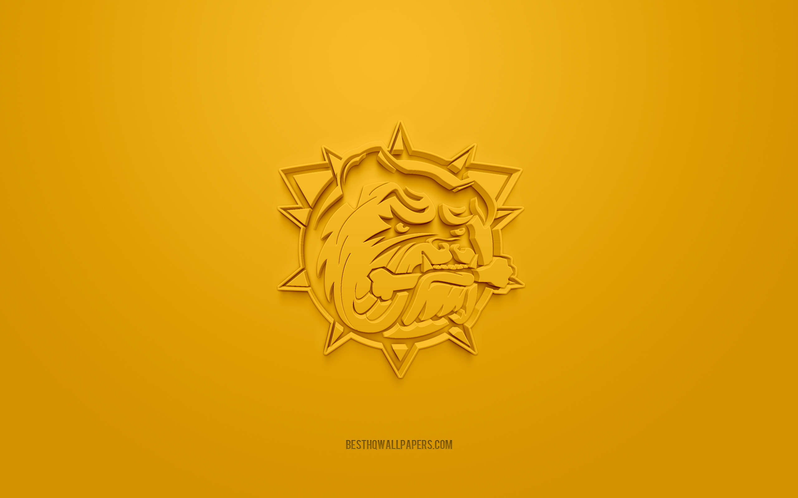 Download wallpapers Hamilton Bulldogs, creative 3D logo, yellow ...