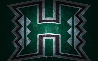 hawaii rainbow warriors, american-football-team, gr&#252;ner hintergrund, hawaii rainbow warriors logo, grunge kunst, ncaa, american football, usa, hawaii rainbow warriors emblem