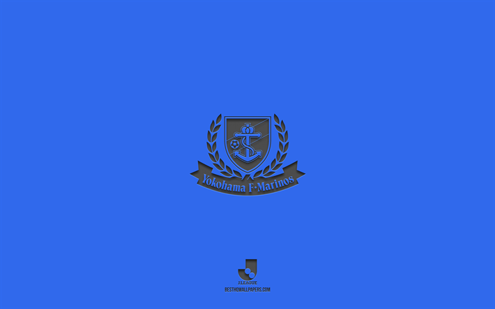 o yokohama f marinos, fundo azul, japon&#234;s, time de futebol, avispa fukuoka emblema, j1 league, o jap&#227;o, o futebol, o yokohama f marinos logotipo