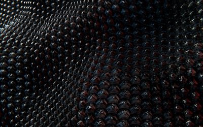 3D balls pattern, 4k, 3D textures, 3D wavy background, 3D waves, backgroun with spheres, black backgrounds, 3D spheres pattern