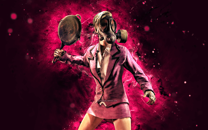 Download wallpapers Pink Frying Pan, 4k, purple neon lights, PUBG,  PlayerUnknowns Battlegrounds, creative, PUBG characters, Pink Frying Pan  PUBG for desktop free. Pictures for desktop free