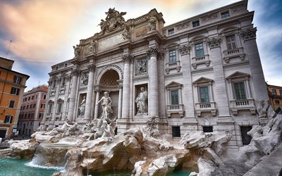 Trevi Fountain, Rome, beautiful fountain, baroque, landmark, Italy, Nicola Salvi