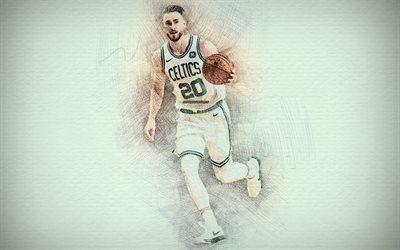 Gordon Hayward, 4k, opere d&#39;arte, stelle di basket, Boston Celtics NBA, il basket, il disegno di Gordon Hayward