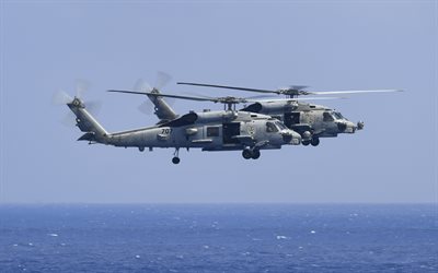 Sikorsky MH-60R Falchi, Ponte elicotteri militari, US Navy, un paio di elicotteri da trasporto, USA