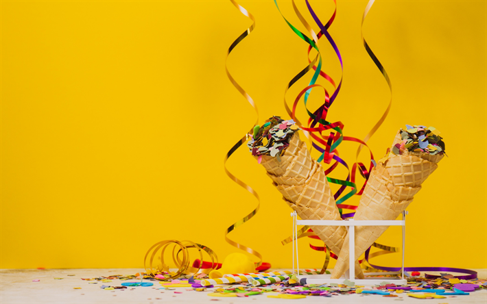 チョコレートアイスクリーム, 糖アーモンド, 休日, デザート, お誕生日の概念